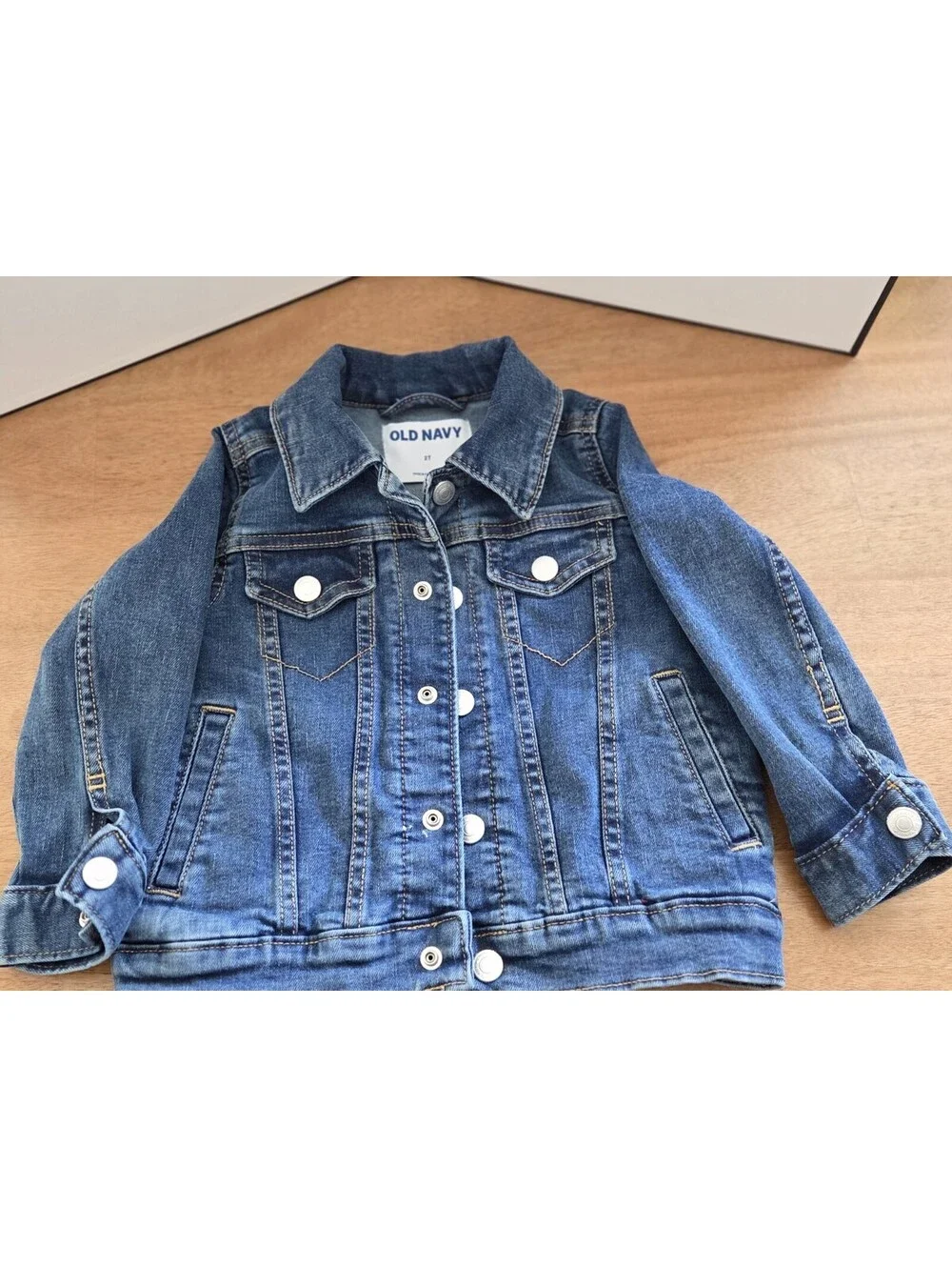 Old Navy Toddler Girls Denim Jean Jacket Size 2T Blue Button Front Stretch